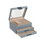Jewelry box - With glass lid and 2 drawers - White