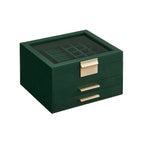 Jewelry box - With glass lid and 2 drawers - White
