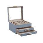 Jewelry box - With glass lid and 2 drawers - White