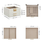 Jewelry box - With glass lid and 2 drawers - White