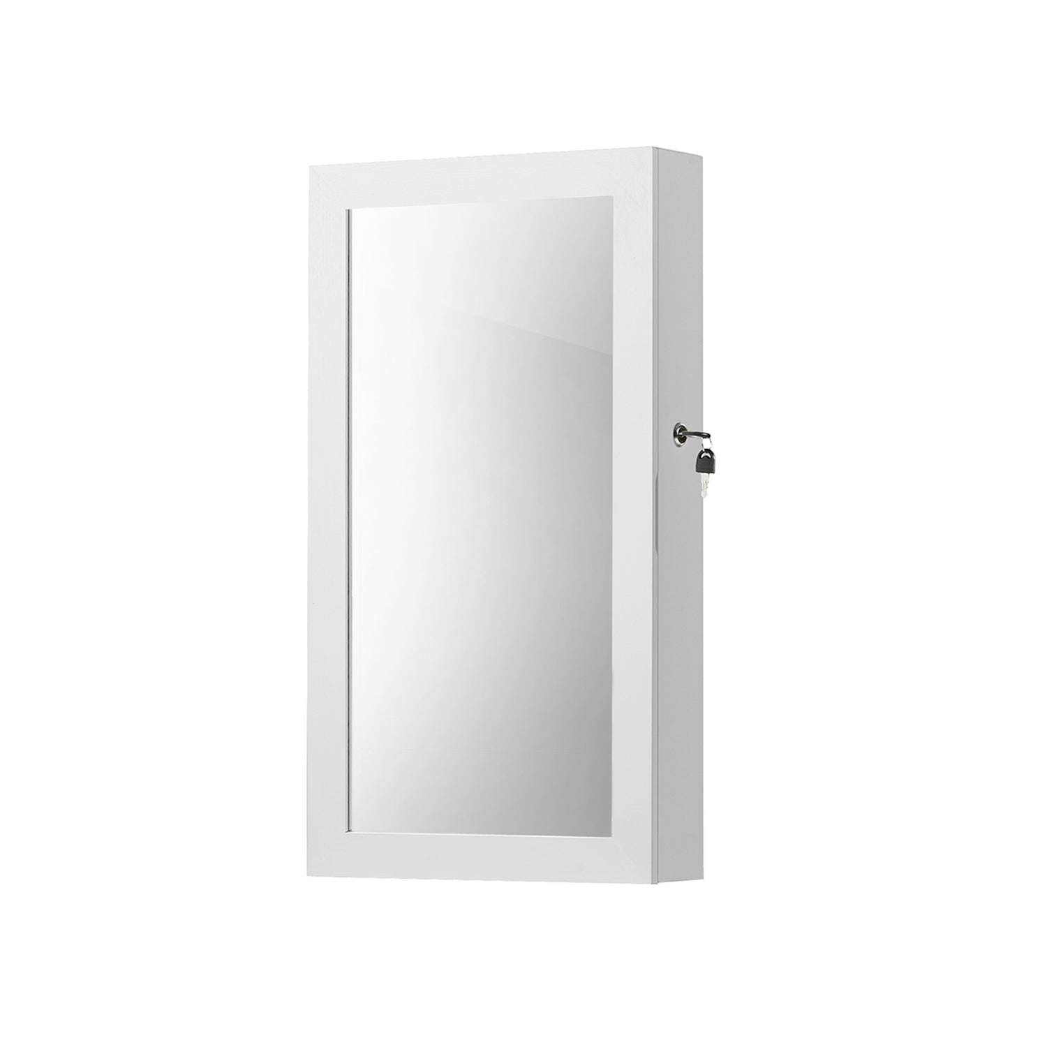 Jewelry cabinet - Hanging - with mirror - with lock - white
