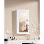 Jewelry cabinet - Hanging - with mirror - with lock - white