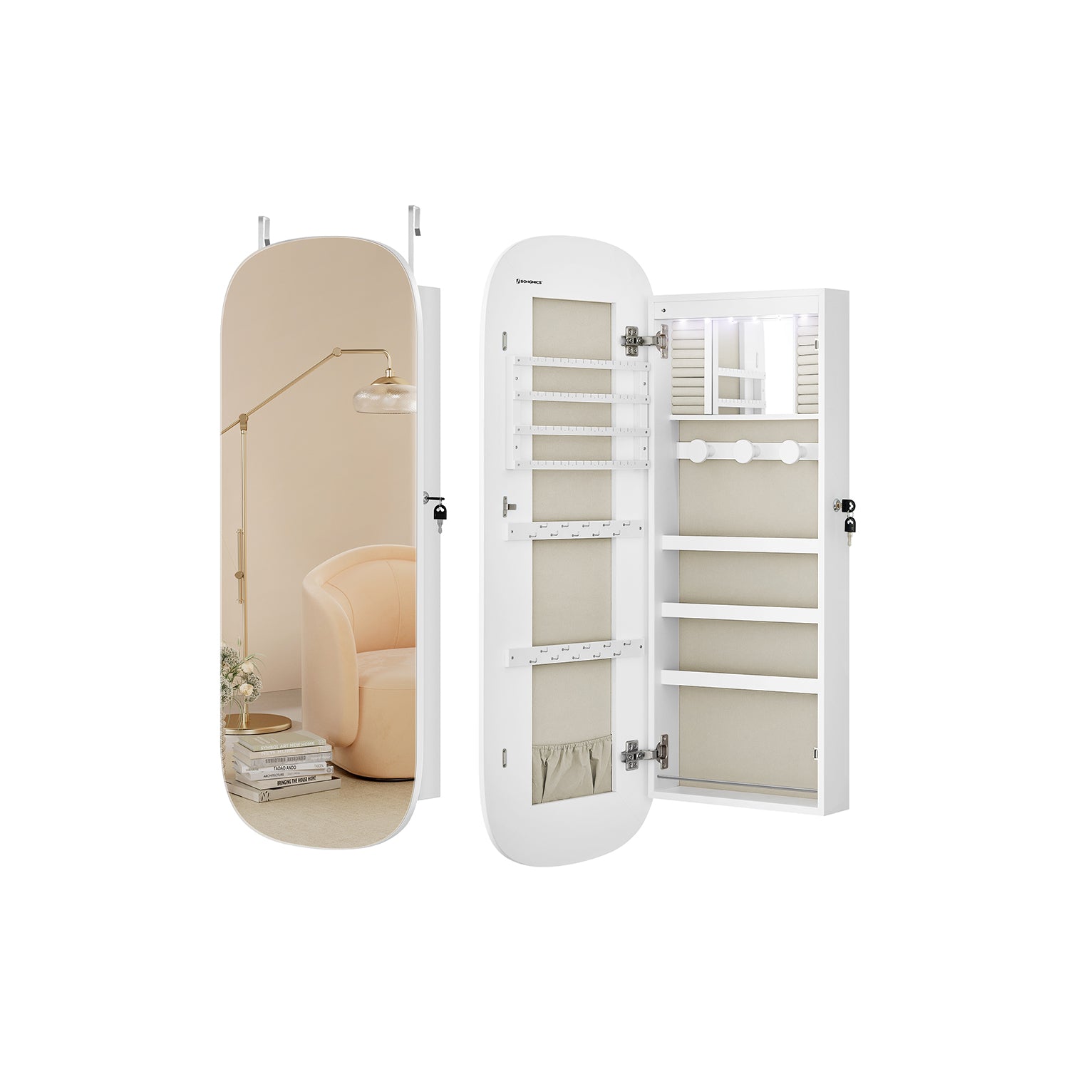 Wall cabinet - With mirror surface - White