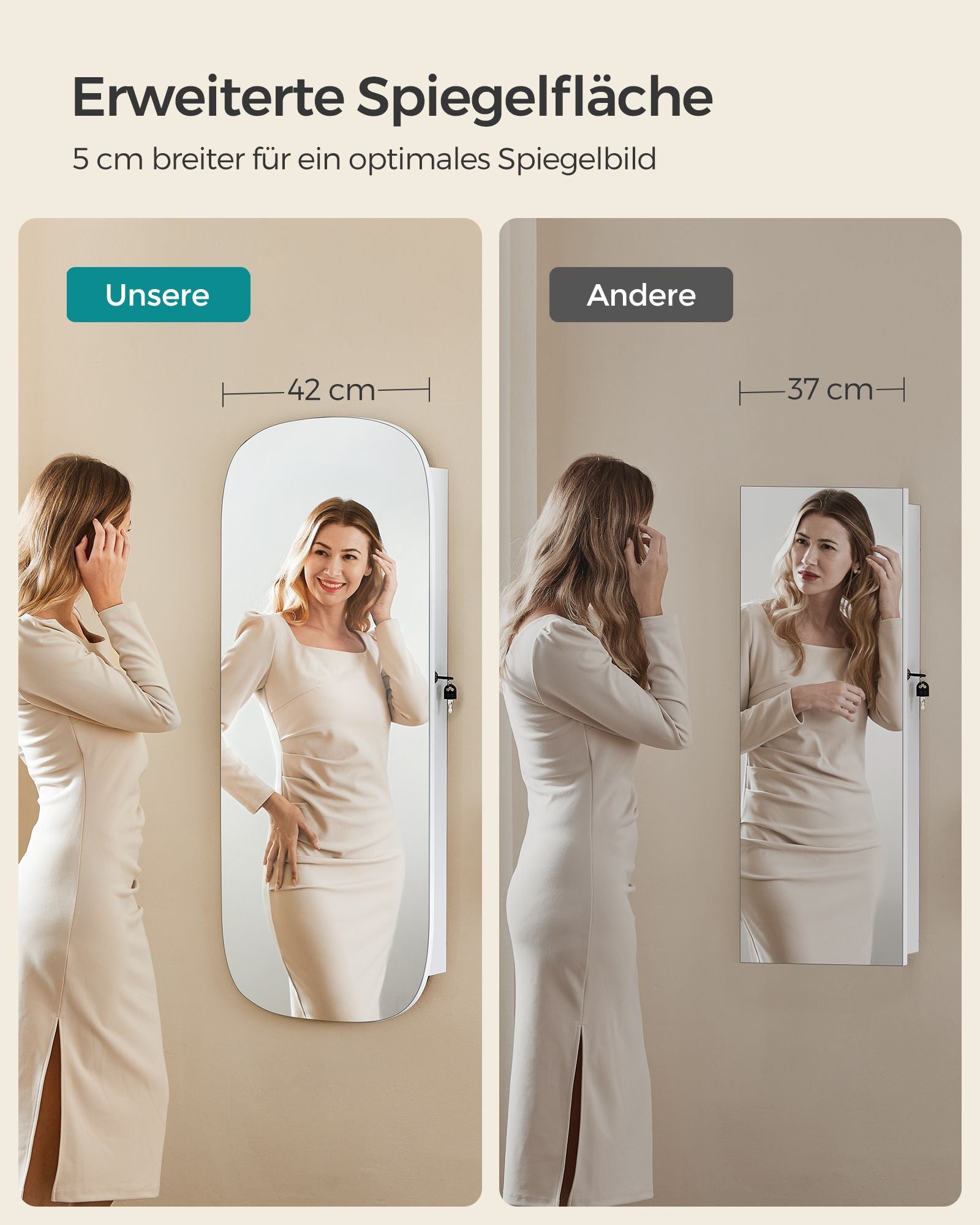 Wall cabinet - With mirror surface - White