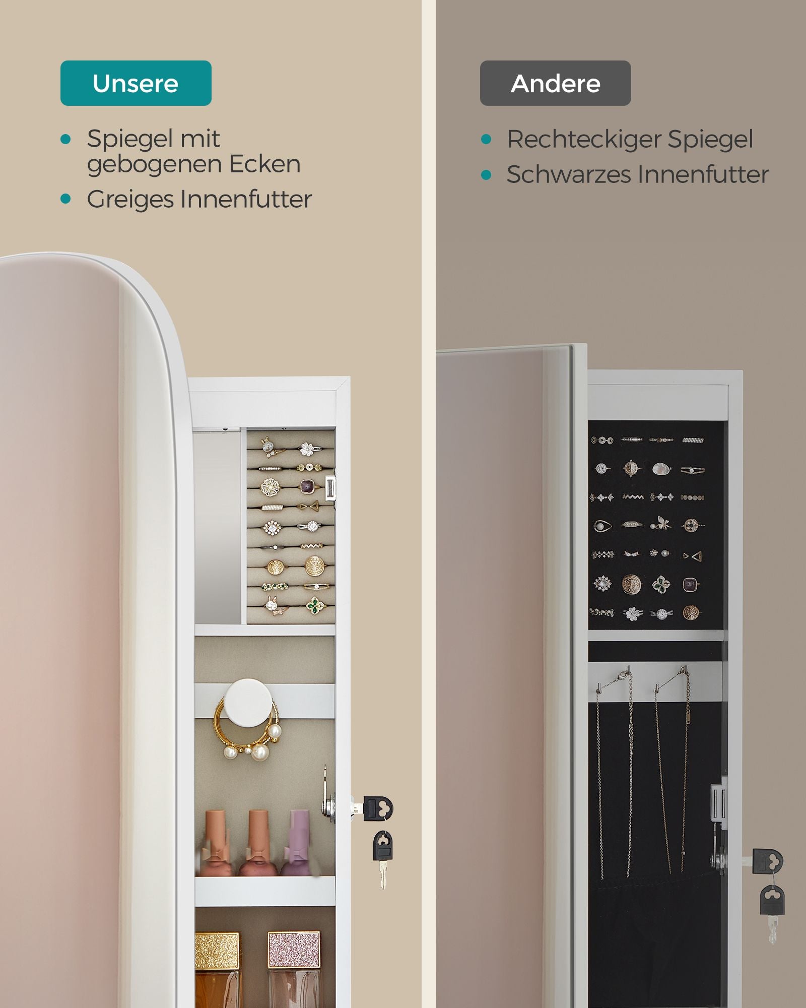 Wall cabinet - With mirror surface - White