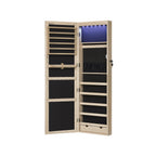 Jewelry cabinet - Hanging - With LED lighting - Door mounting - Black