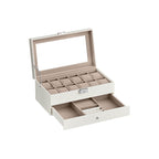 Watchbox - with drawer - 12 watches - jewelry box - Glass lid - Black