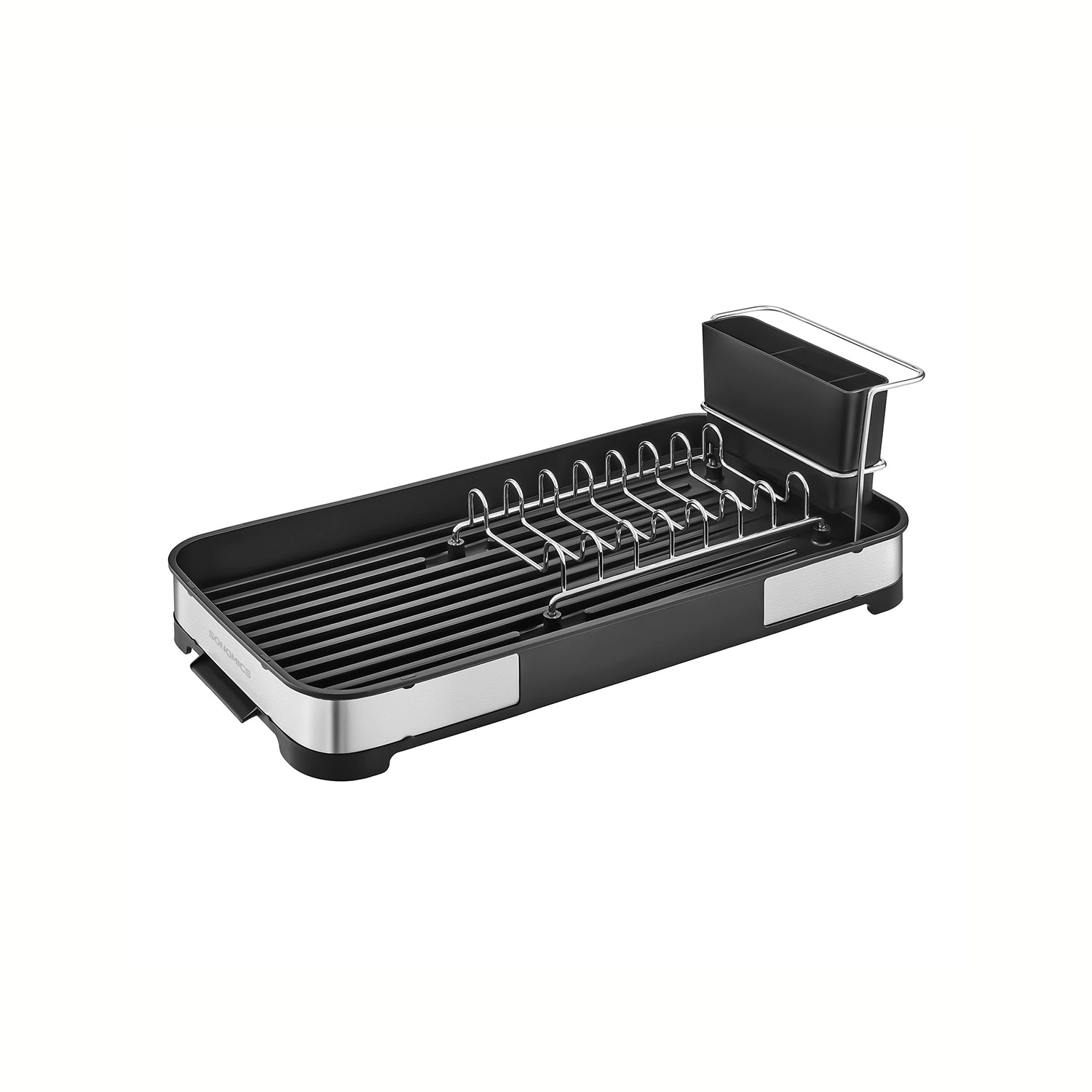 Drying rack of stainless steel for crockery in silver black