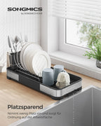 Drying rack of stainless steel for crockery in silver black