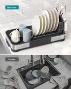 Drying rack of stainless steel for crockery in silver black