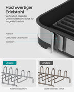 Drying rack of stainless steel for crockery in silver black