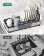 Drainfar of stainless steel for crockery in silver gray