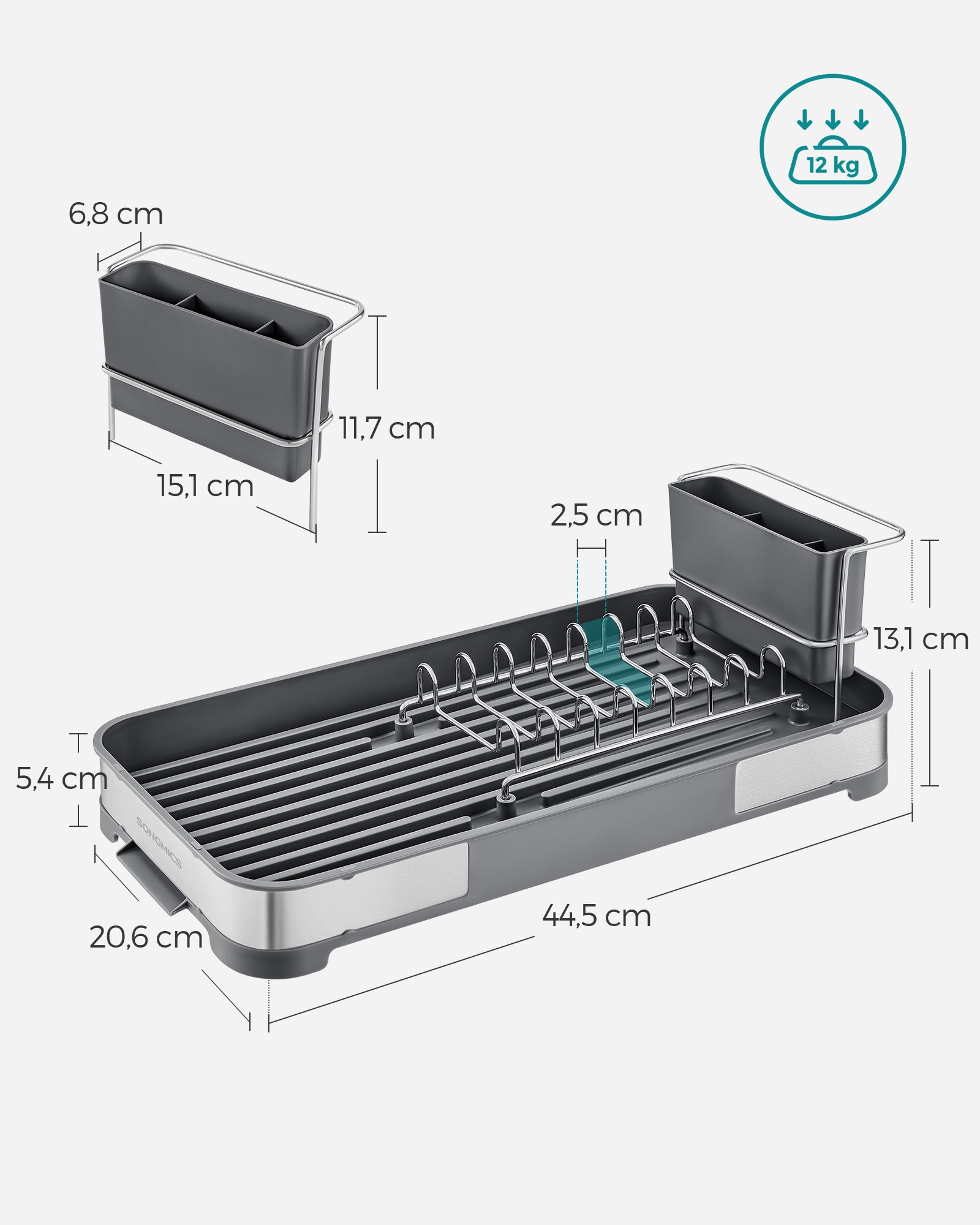 Drainfar of stainless steel for crockery in silver gray