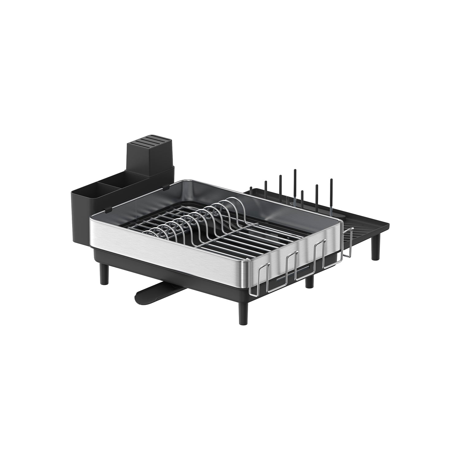 Drain rack with holders for silver black cutlery