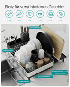 Drain rack with holders for silver black cutlery
