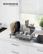 Drain rack with silver gray cutlery holders