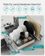 Drain rack with silver gray cutlery holders