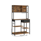 Kitchenplank - with sockets & adjustable shelves - Vintage Brown & Ink -Zwart