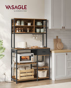 Kitchenplank - with sockets & adjustable shelves - Vintage Brown & Ink -Zwart