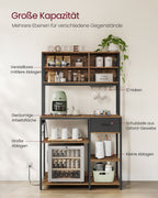 Kitchenplank - with sockets & adjustable shelves - Vintage Brown & Ink -Zwart