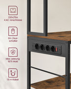 Kitchenplank - with sockets & adjustable shelves - Vintage Brown & Ink -Zwart