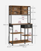 Kitchenplank - with sockets & adjustable shelves - Vintage Brown & Ink -Zwart