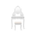 Dressing table-Make-up table-5 drawers-Rotating mirror-with stool-white
