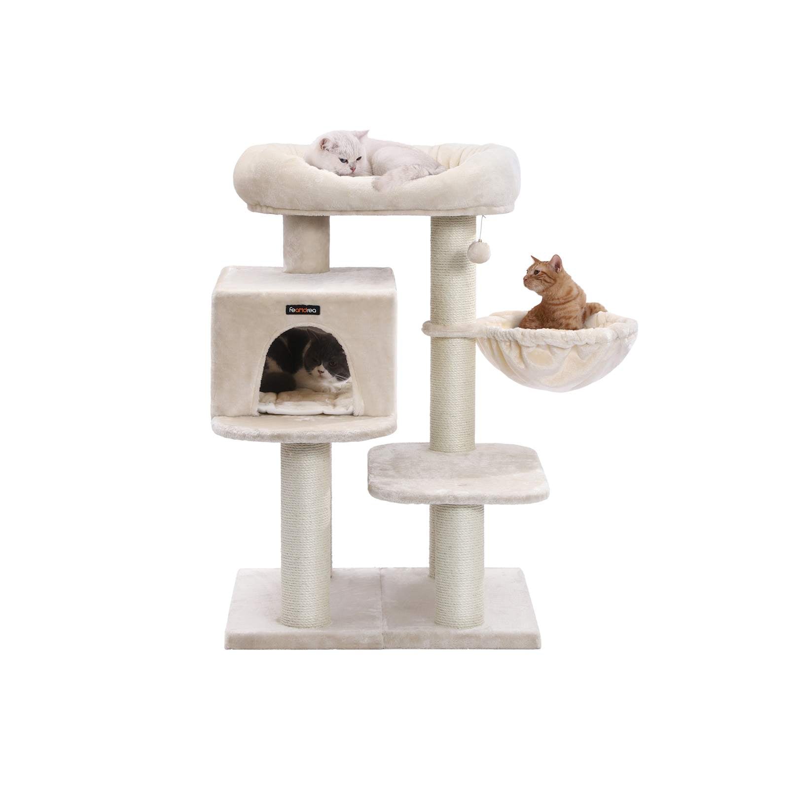Scratching post - climbing tree - with platform, hammock and cave - cream