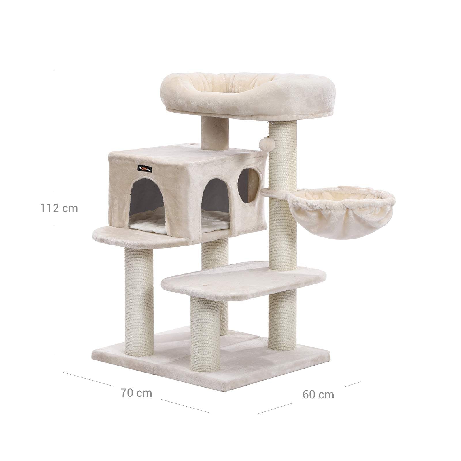 Scratching post - climbing tree - with platform, hammock and cave - cream