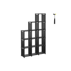 Cube cabinet - Bookcase with 12 cubes - 105 x 30 x 140 cm - Black