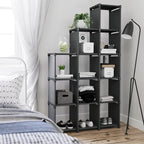 Cube cabinet - Bookcase with 12 cubes - 105 x 30 x 140 cm - Black
