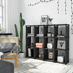 Cube cabinet - Bookcase with 12 cubes - 105 x 30 x 140 cm - Black