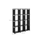 Cube cabinet - Bookcase with 12 cubes - 105 x 30 x 140 cm - Black