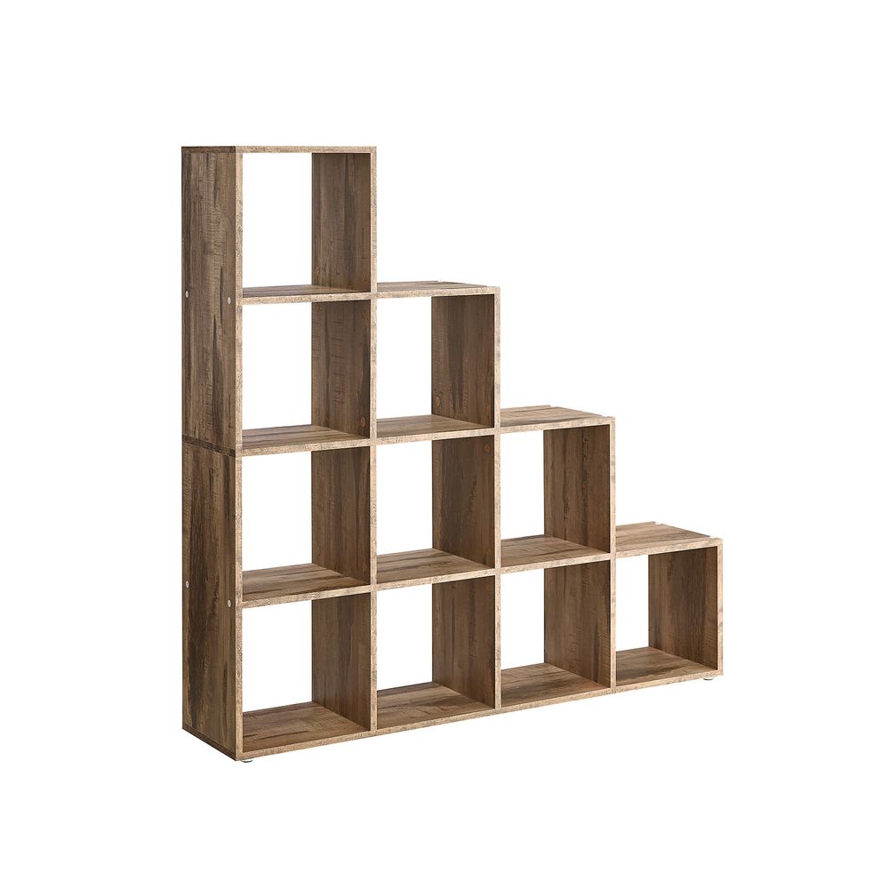 Bookcase - compartue cabinet - with 10 compartments - made of wood - Brown