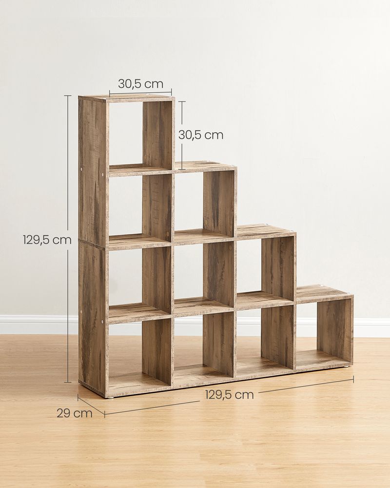 Bookcase - compartue cabinet - with 10 compartments - made of wood - Brown