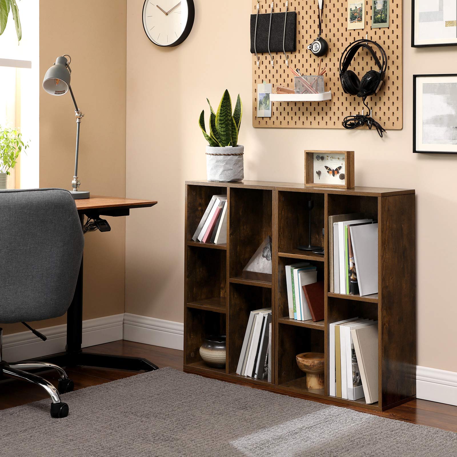 Bookcase - Standing bookshelf - 5 compartments - Living room cabinet - Brown