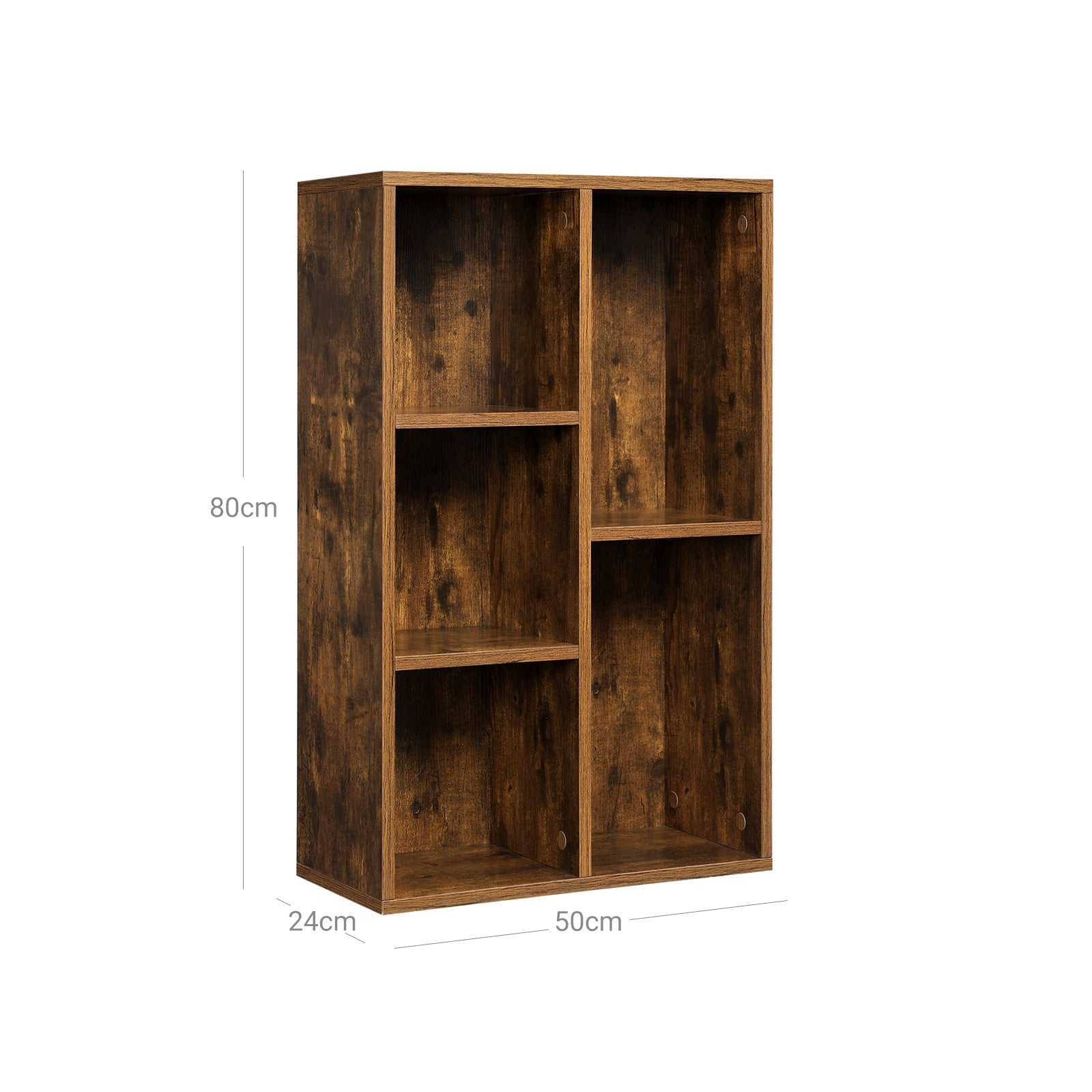 Bookcase - Standing bookshelf - 5 compartments - Living room cabinet - Brown