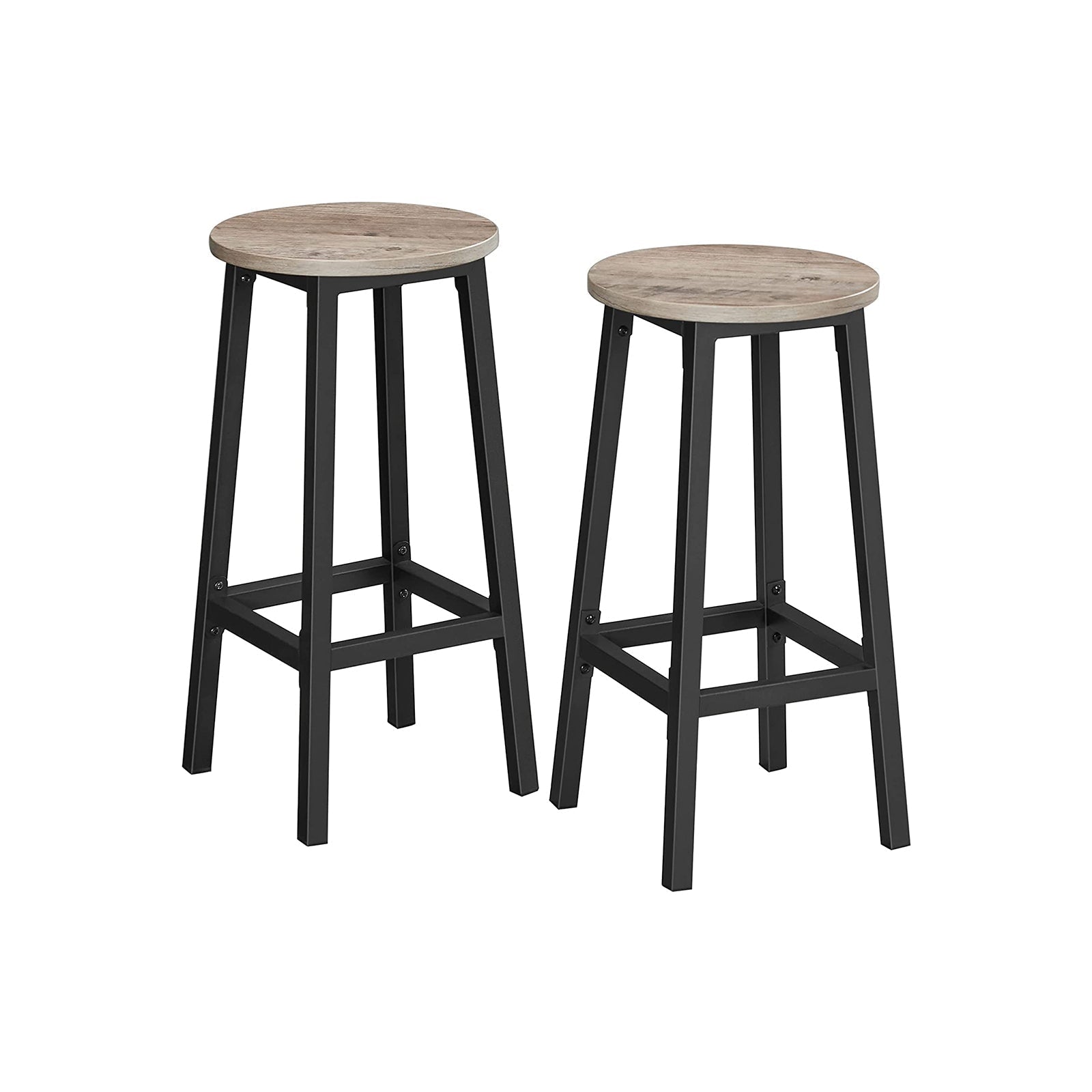 Bar stools - Set of 2 - Bar chairs - Height 65 cm - Round - With steel frame