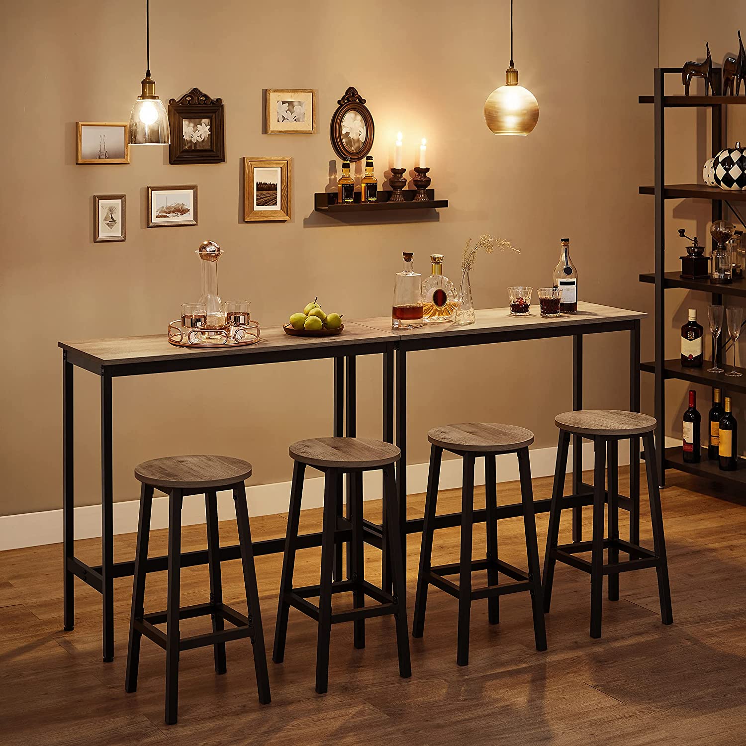 Bar stools - Set of 2 - Bar chairs - Height 65 cm - Round - With steel frame