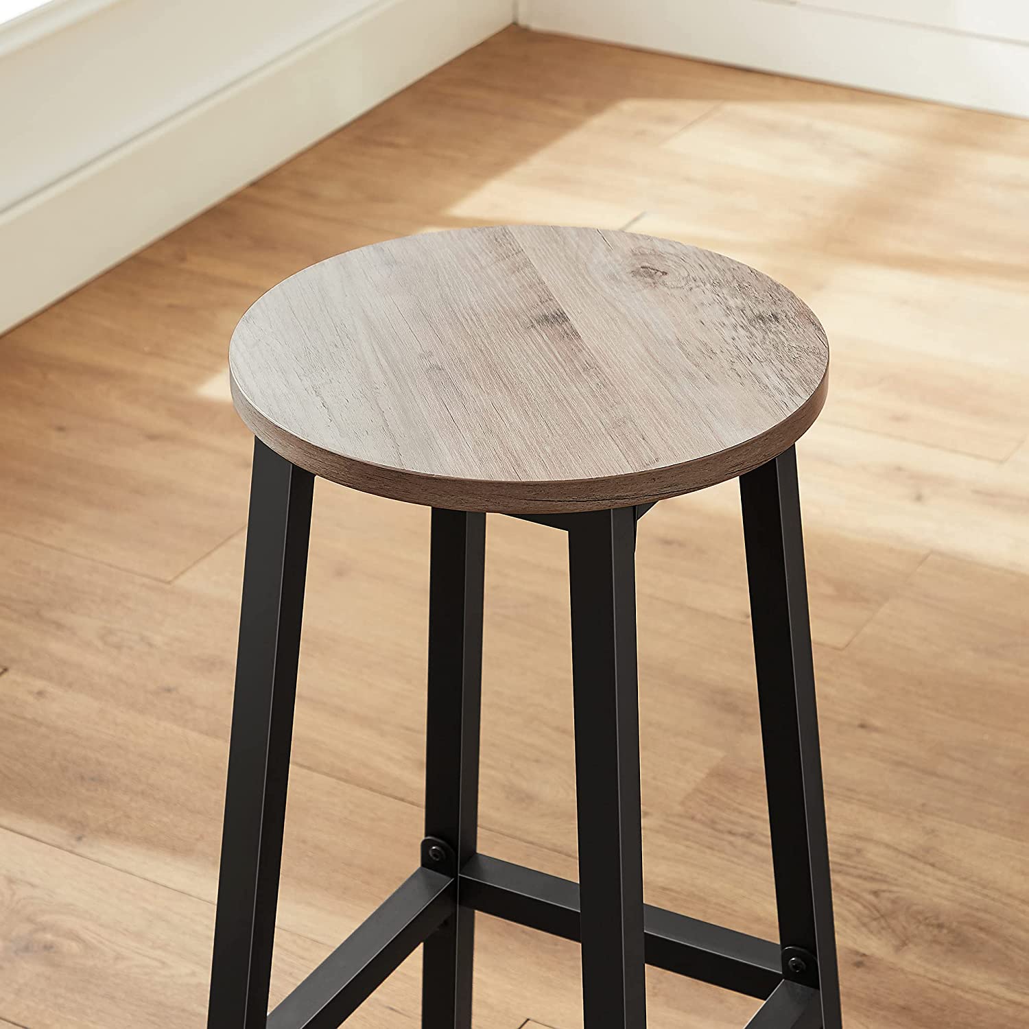 Bar stools - Set of 2 - Bar chairs - Height 65 cm - Round - With steel frame