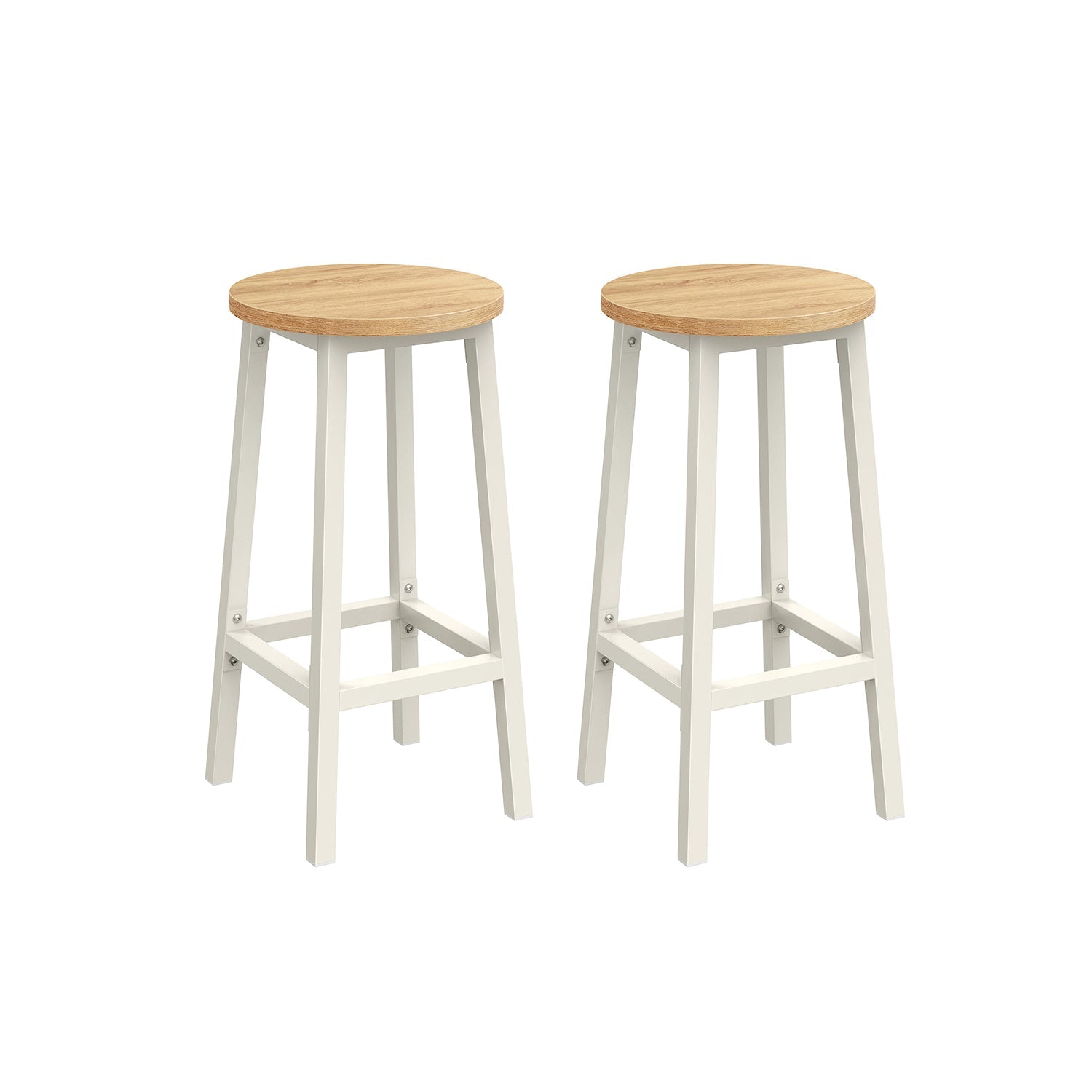 Bar stools - Set of 2 - Bar chairs - Height 65 cm - Round - With steel frame