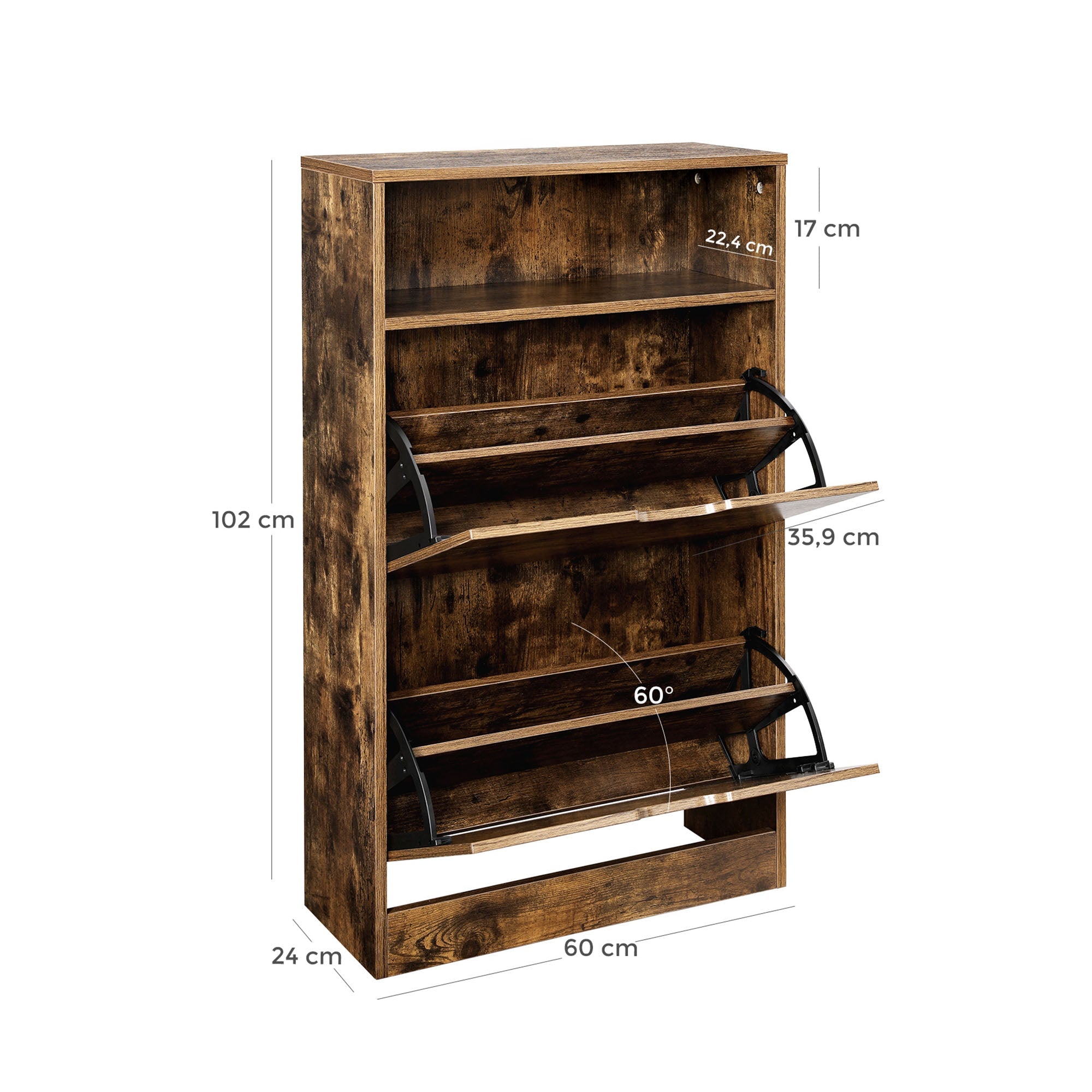 Shoe cabinet - Shoe rack - Shoe storage - Rustic Brown