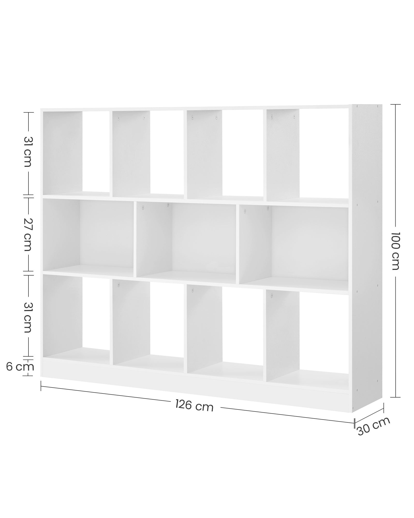 Bookcase - with 11 courses - White