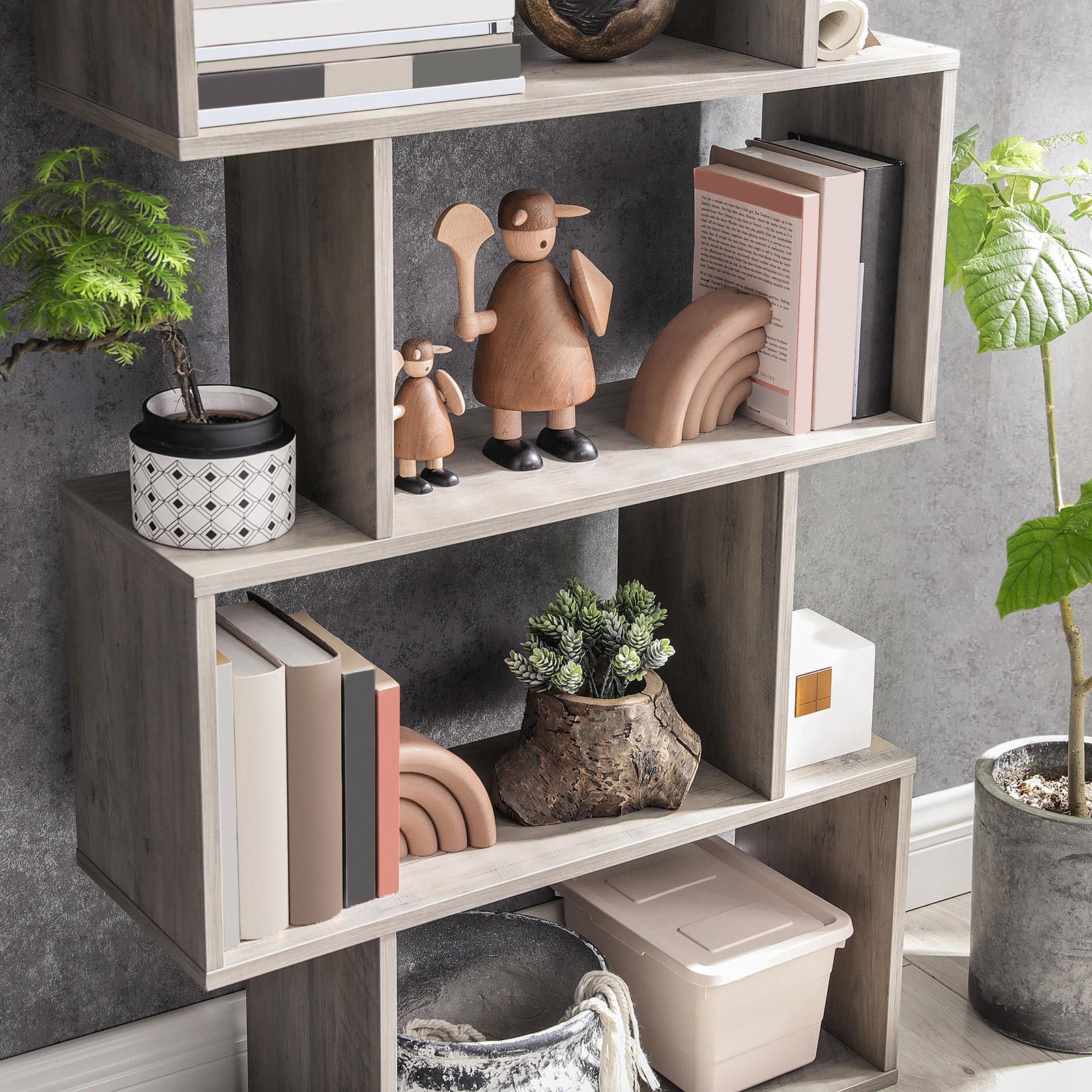 Bookcase - Living Room Cabinet - Decor Cabinet - Bookshelf - Gray