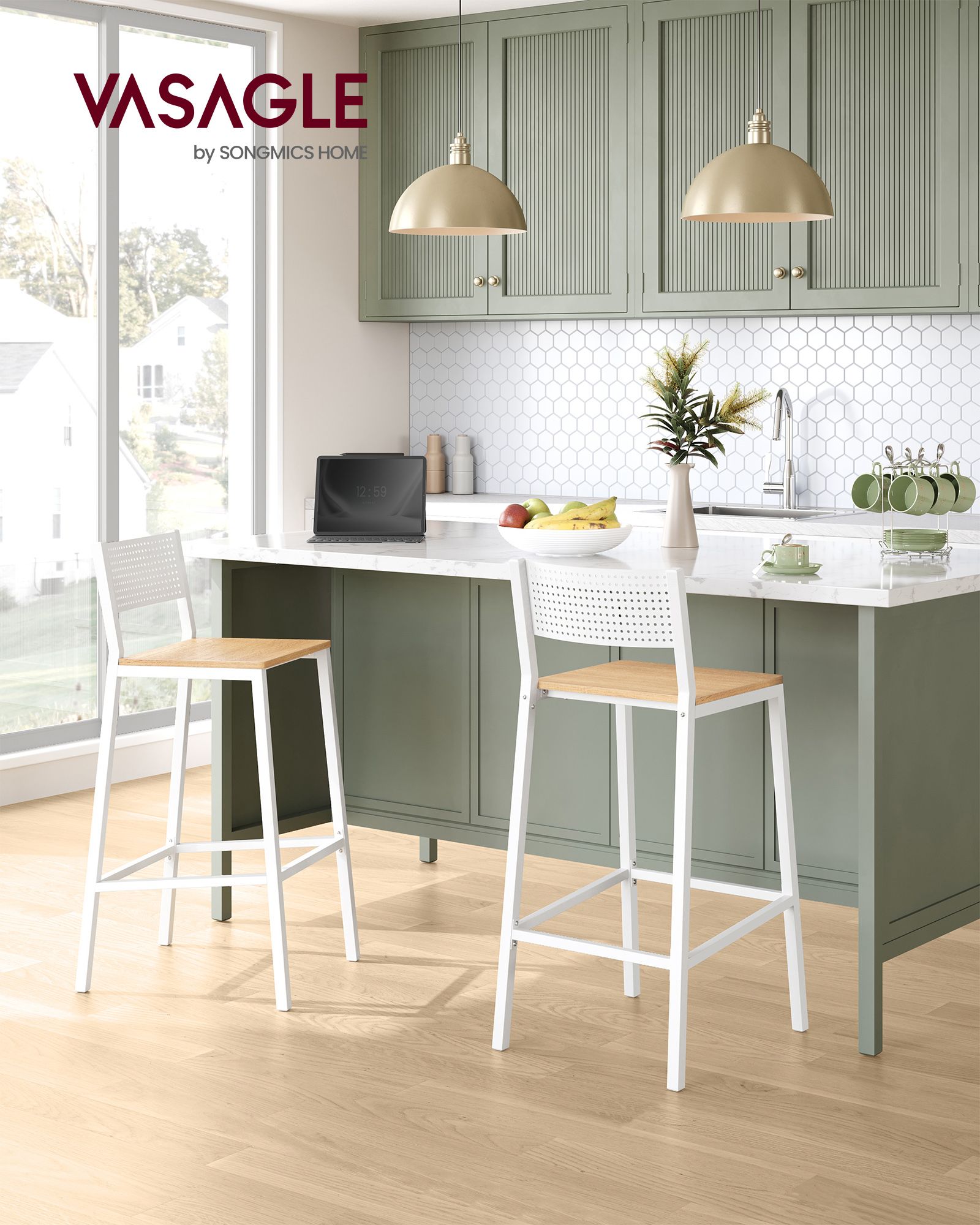 Bar stools - Industrial Design - Set of 2 - Beige