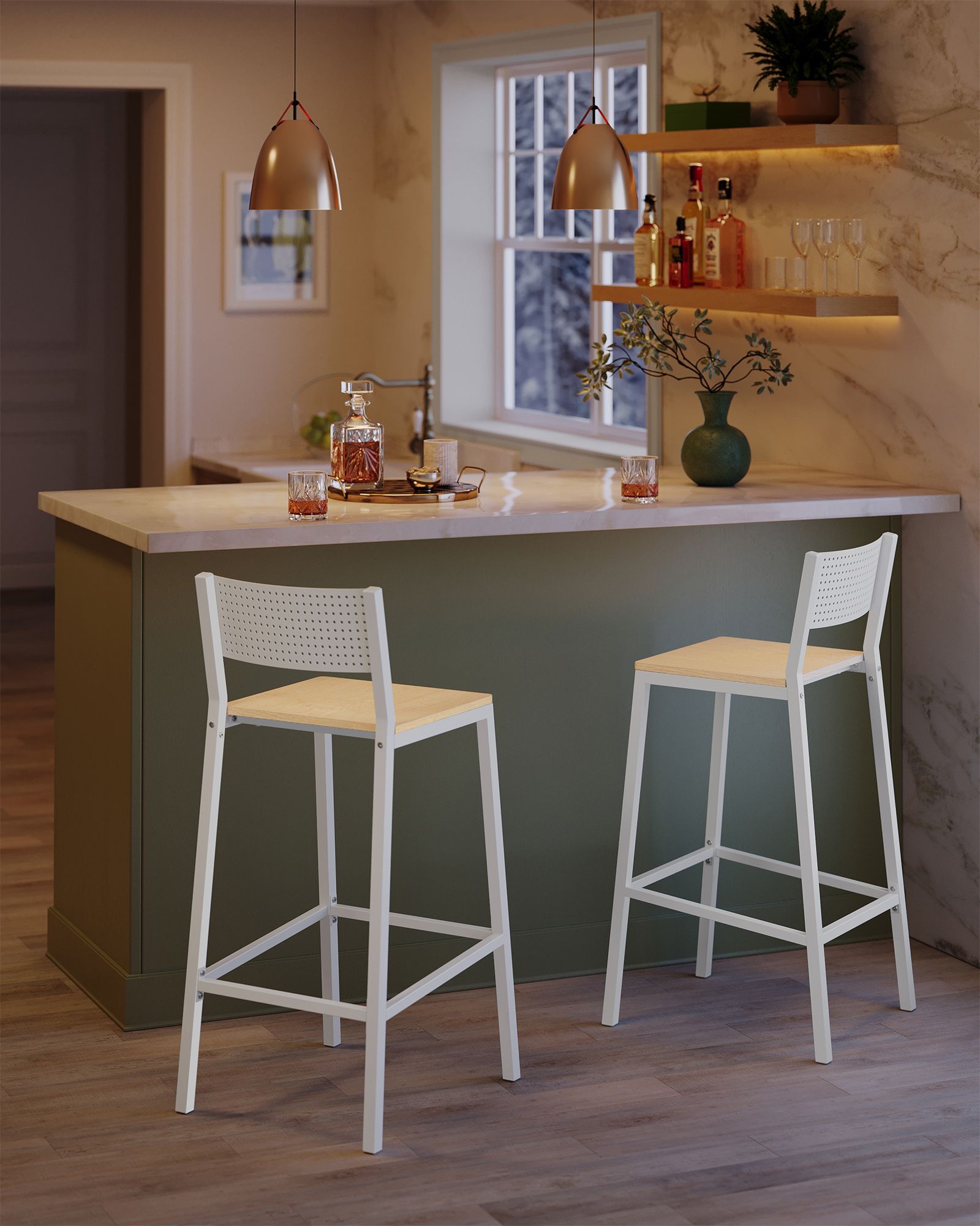Bar stools - Industrial Design - Set of 2 - Beige