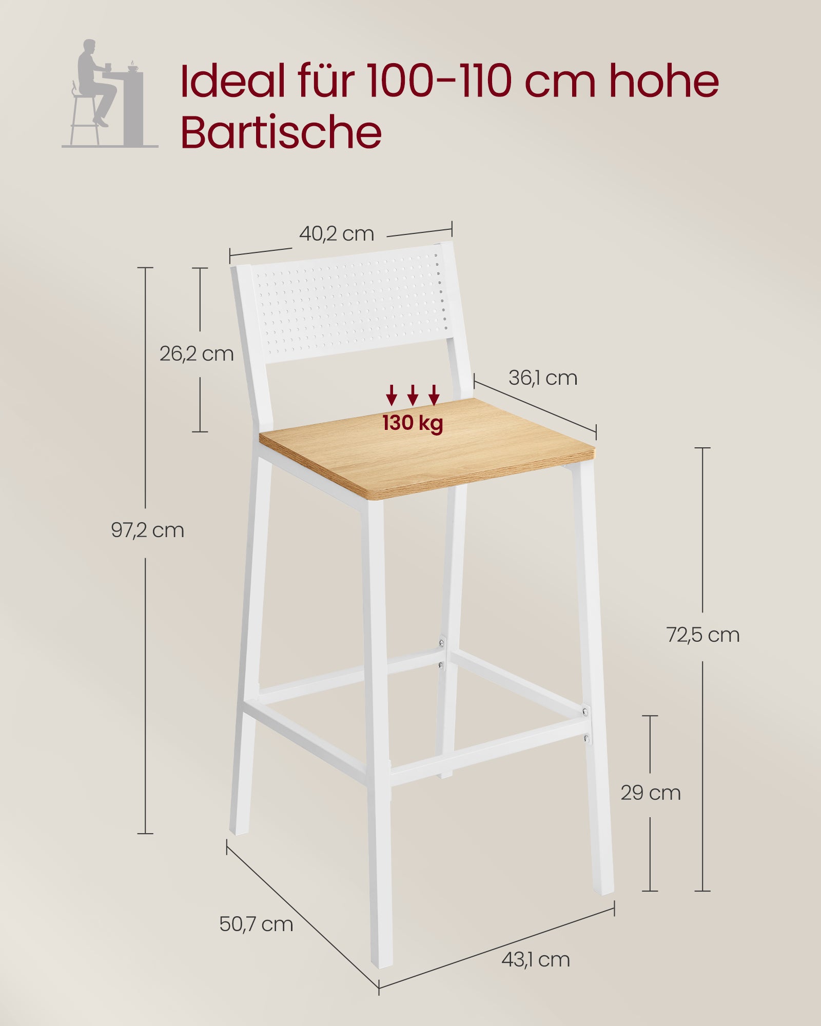 Bar stools - Industrial Design - Set of 2 - Beige