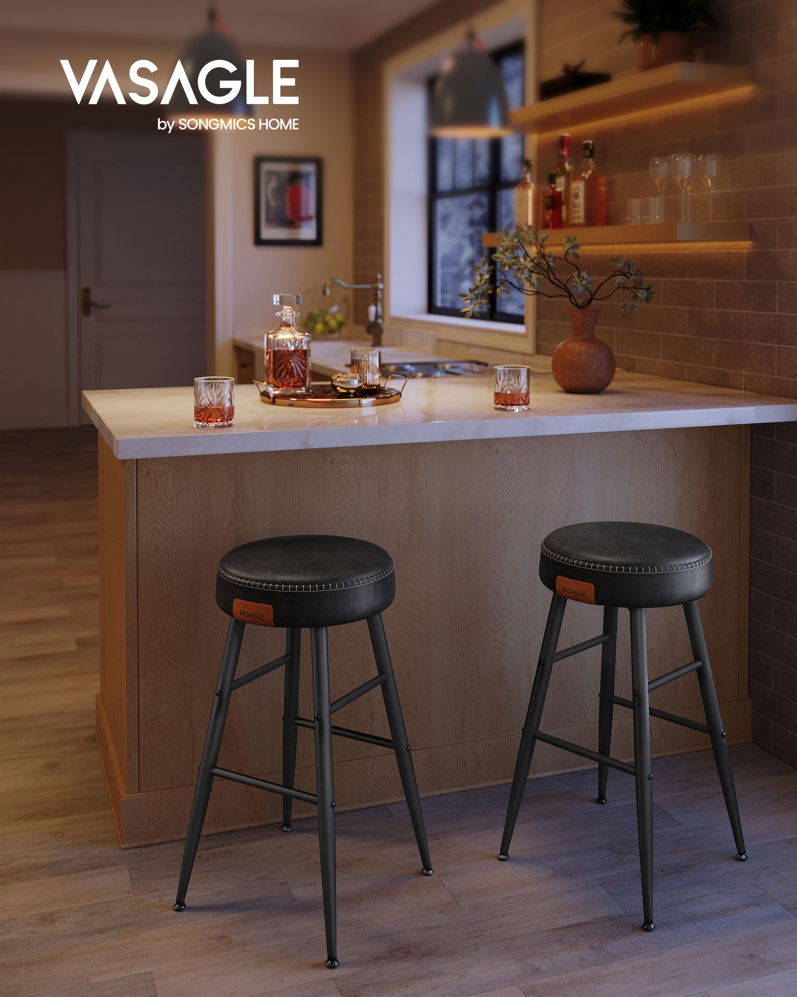 Ekho collection - Bar stool - Set of 2 - easy to mount - 63 cm high