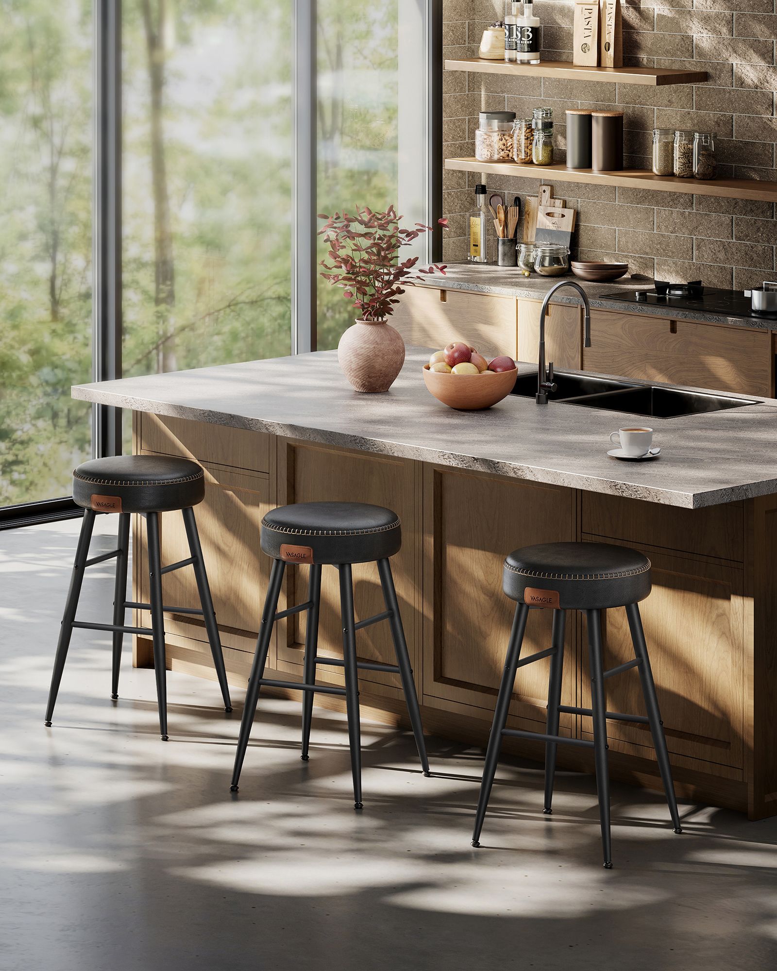 Ekho collection - Bar stool - Set of 2 - easy to mount - 63 cm high