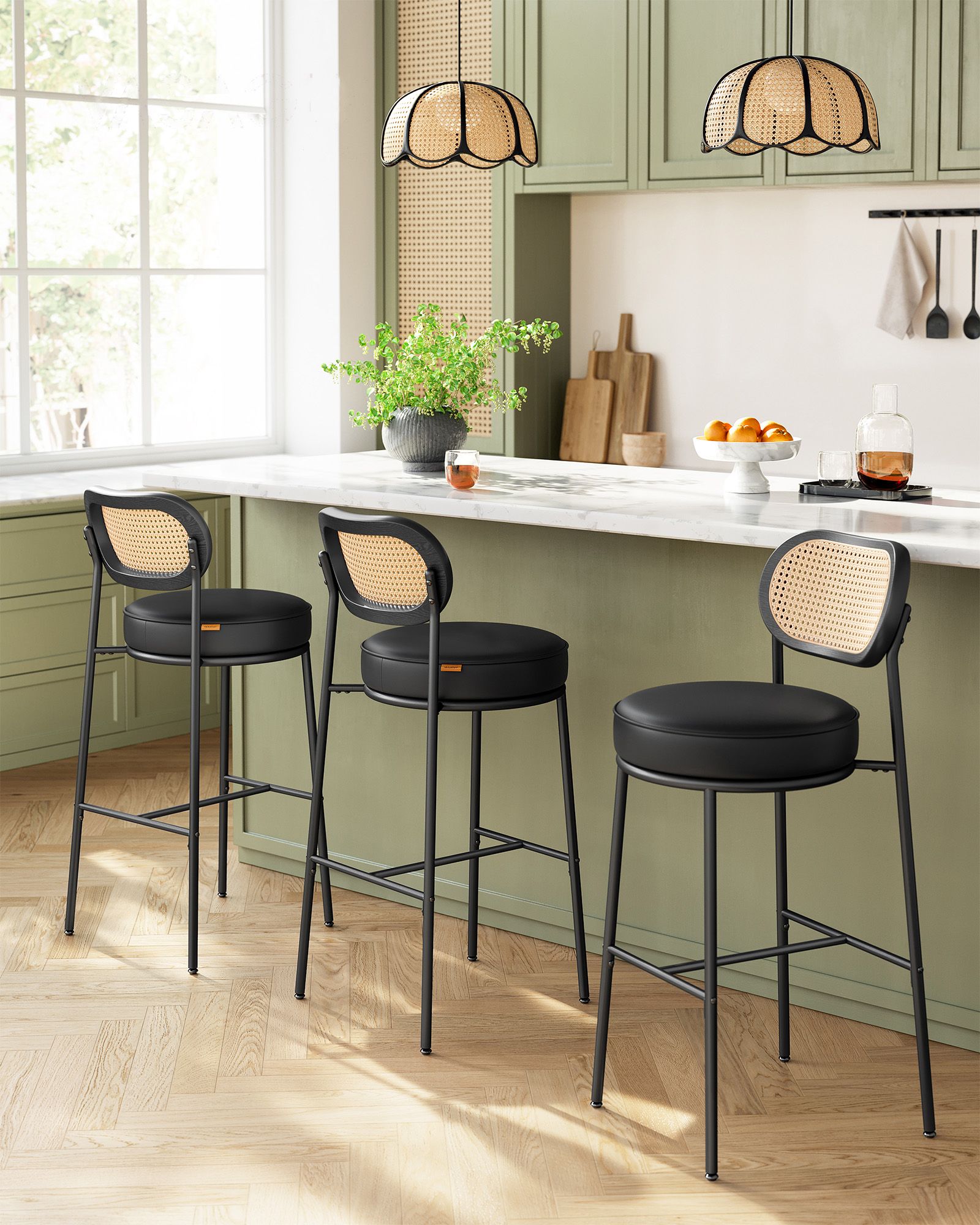 Bar stools set of 2 - high stools - Bent backrest - Breakfast bar